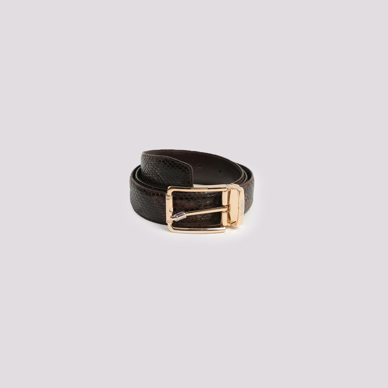 Brown Textured Leather Belt - Hi-Street