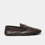 BROWN TEXTURED LEATHER LOAFER - Hi-Street