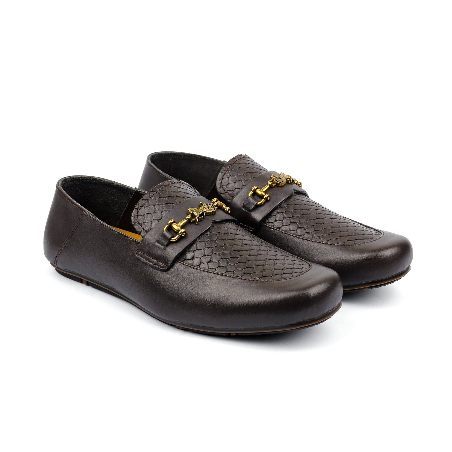 BROWN TEXTURED LEATHER MOCCASIN - Hi-Street