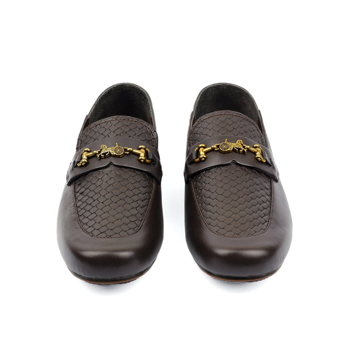 BROWN TEXTURED LEATHER MOCCASIN - Hi-Street