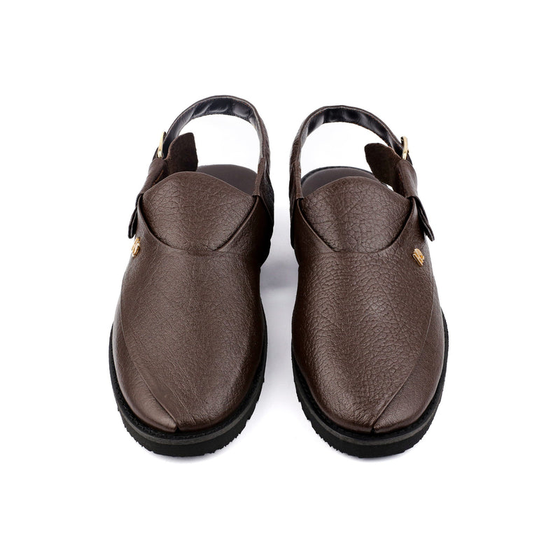 BROWN TEXTURED LEATHER SANDAL - Hi-Street
