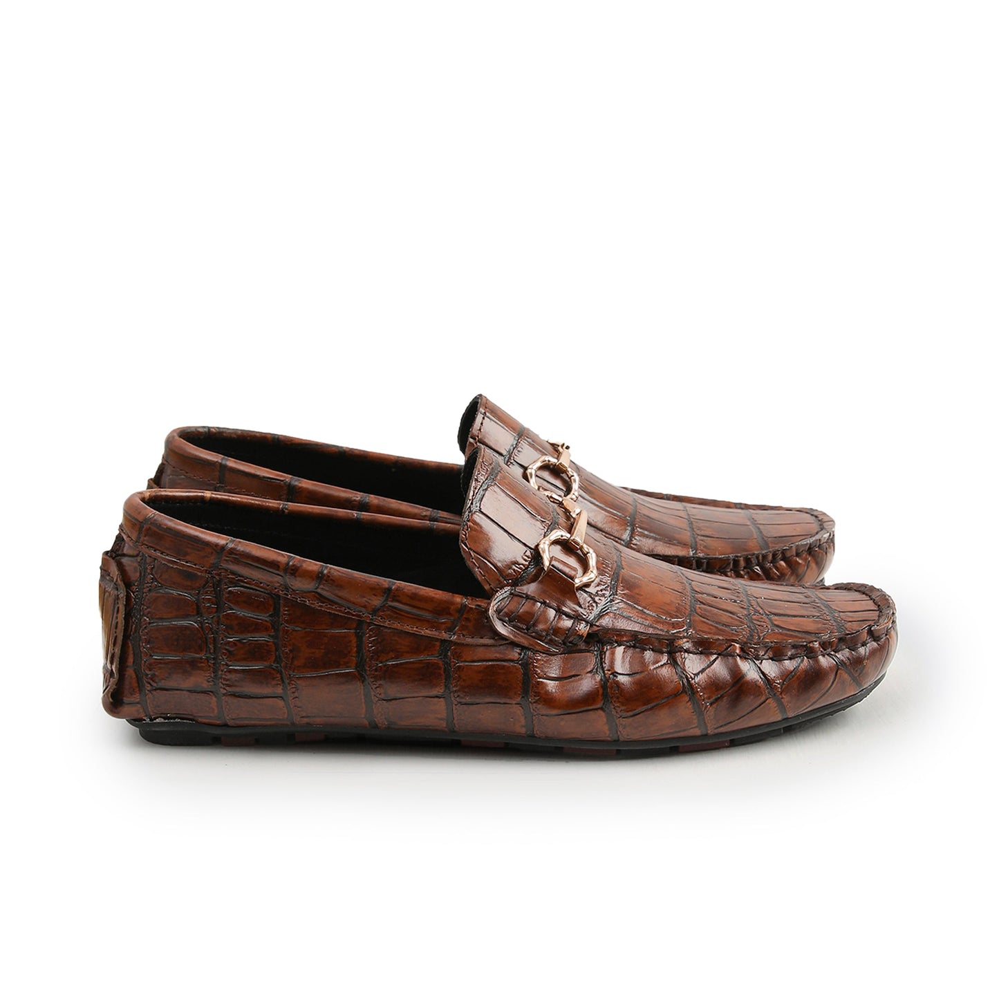 BROWN TEXTURED LEATHER SHOES - Hi-Street