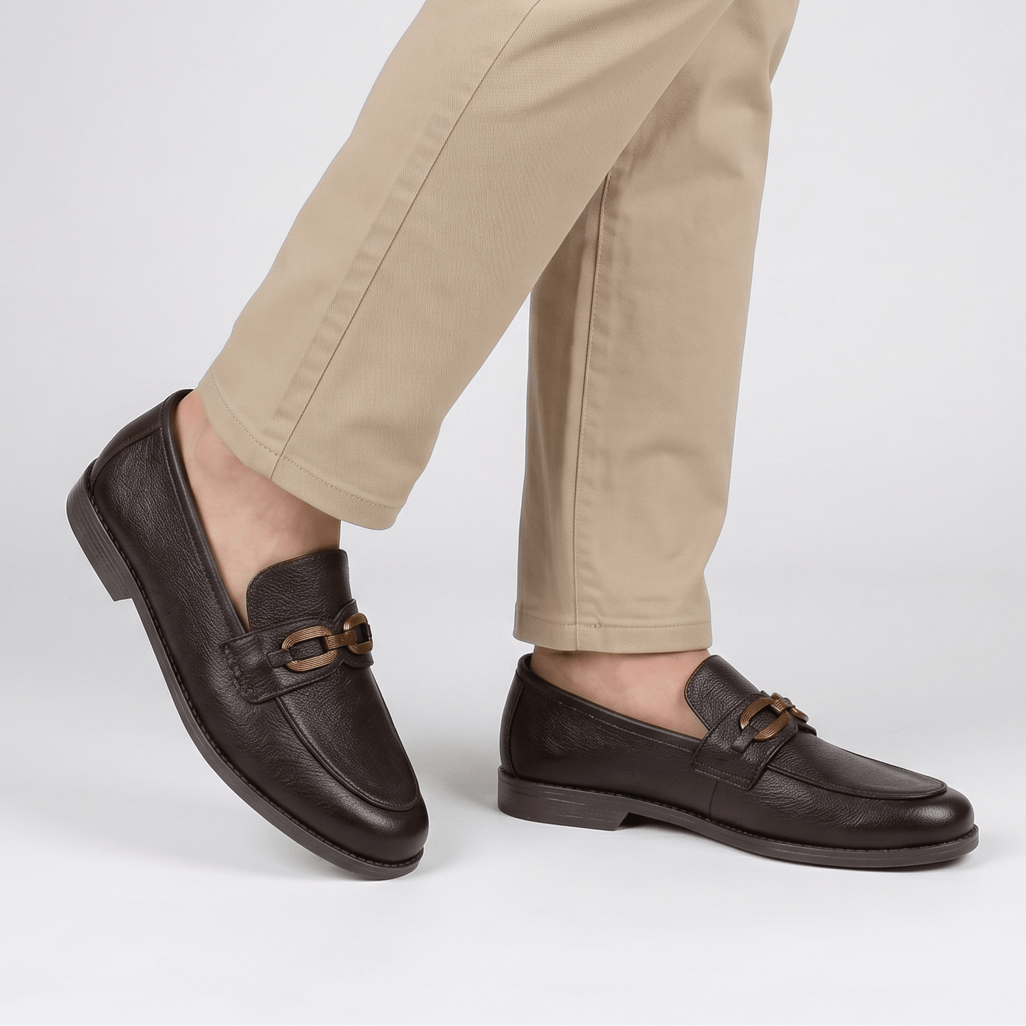 BROWN TEXTURED LEATHER SHOES - Hi-Street