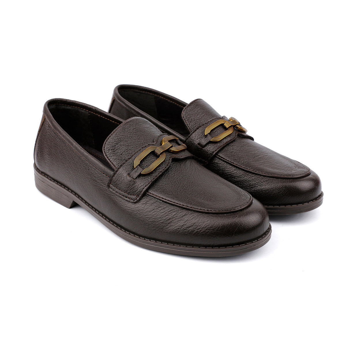 BROWN TEXTURED LEATHER SHOES - Hi-Street