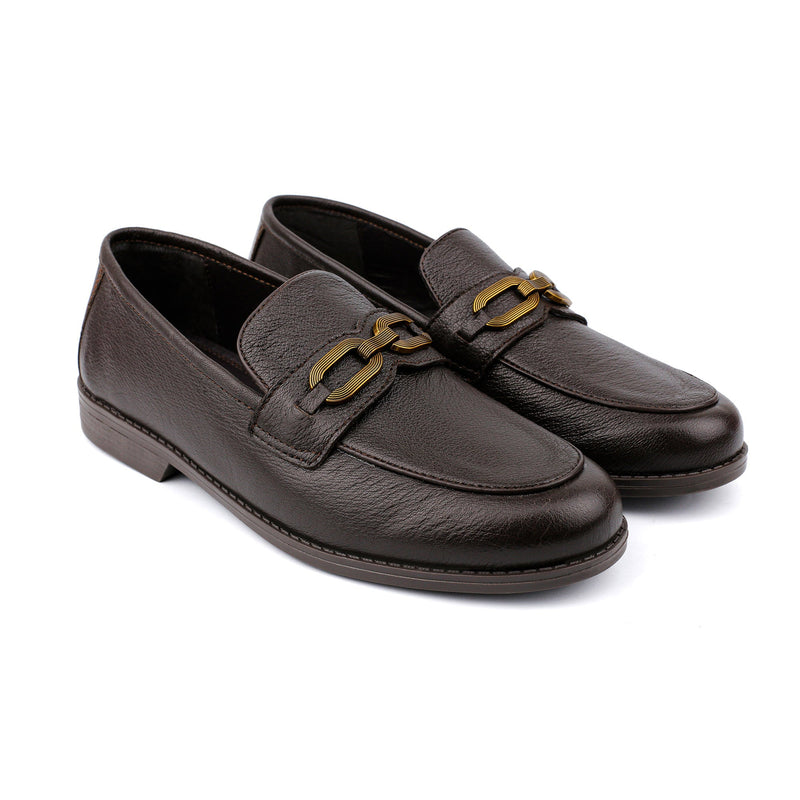 BROWN TEXTURED LEATHER SHOES - Hi-Street