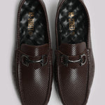 Brown Textured Leather Shoes - Hi-Street