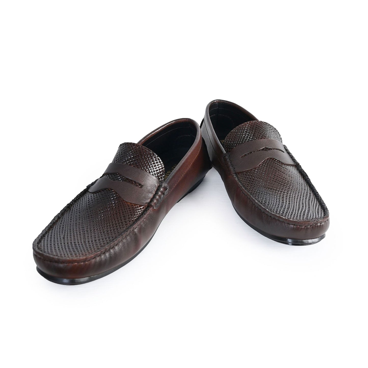 BROWN TEXTURED LEATHER SHOES - Hi-Street