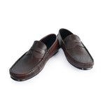 BROWN TEXTURED LEATHER SHOES - Hi-Street