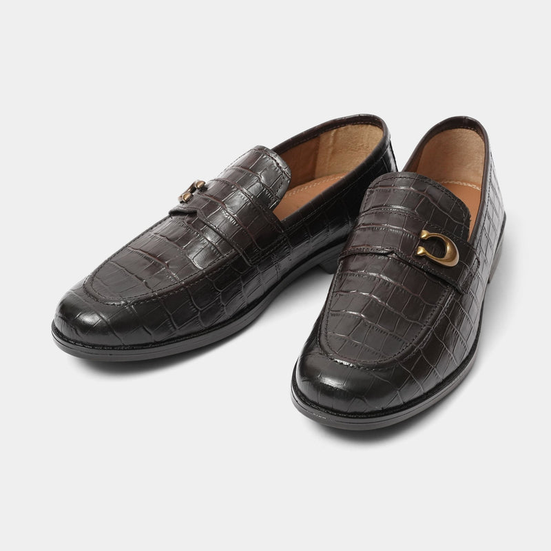 BROWN TEXTURED LEATHER SHOES - Hi-Street