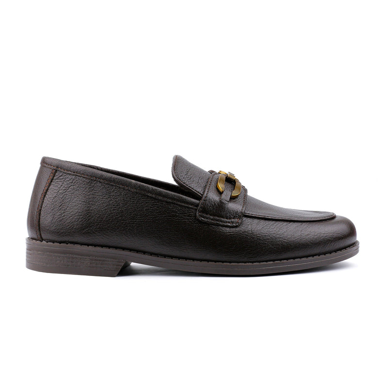 BROWN TEXTURED LEATHER SHOES - Hi-Street