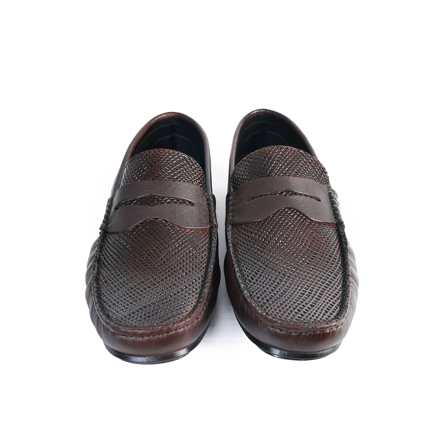 BROWN TEXTURED LEATHER SHOES - Hi-Street