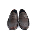 BROWN TEXTURED LEATHER SHOES - Hi-Street