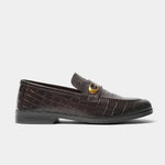 BROWN TEXTURED LEATHER SHOES - Hi-Street