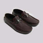 Brown Textured Leather Shoes - Hi-Street
