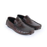 BROWN TEXTURED LEATHER SHOES - Hi-Street