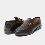 BROWN TEXTURED LEATHER SHOES - Hi-Street