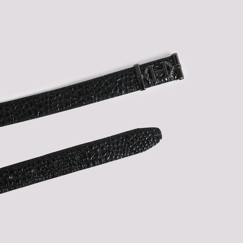 Classic Black Textured Leather Belt - Hi-Street