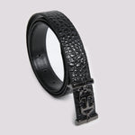 Classic Black Textured Leather Belt - Hi-Street