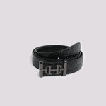 Classic Black Textured Leather Belt - Hi-Street
