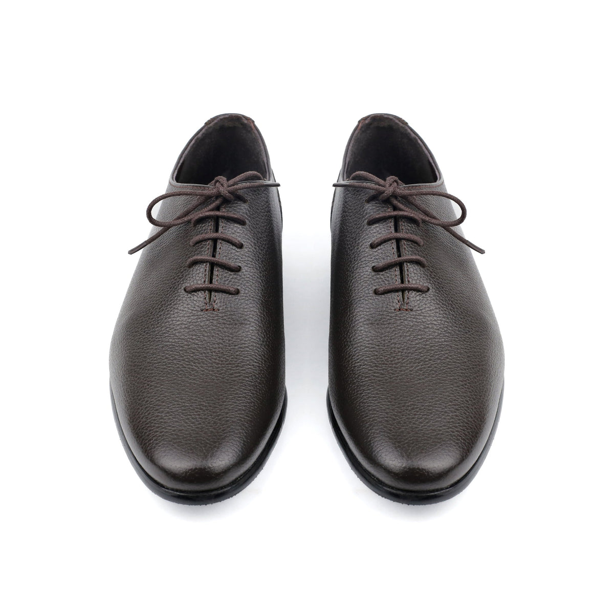 COFEE MILLED LEATHER LACE UP SHOES - Hi-Street