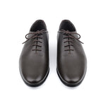 COFEE MILLED LEATHER LACE UP SHOES - Hi-Street