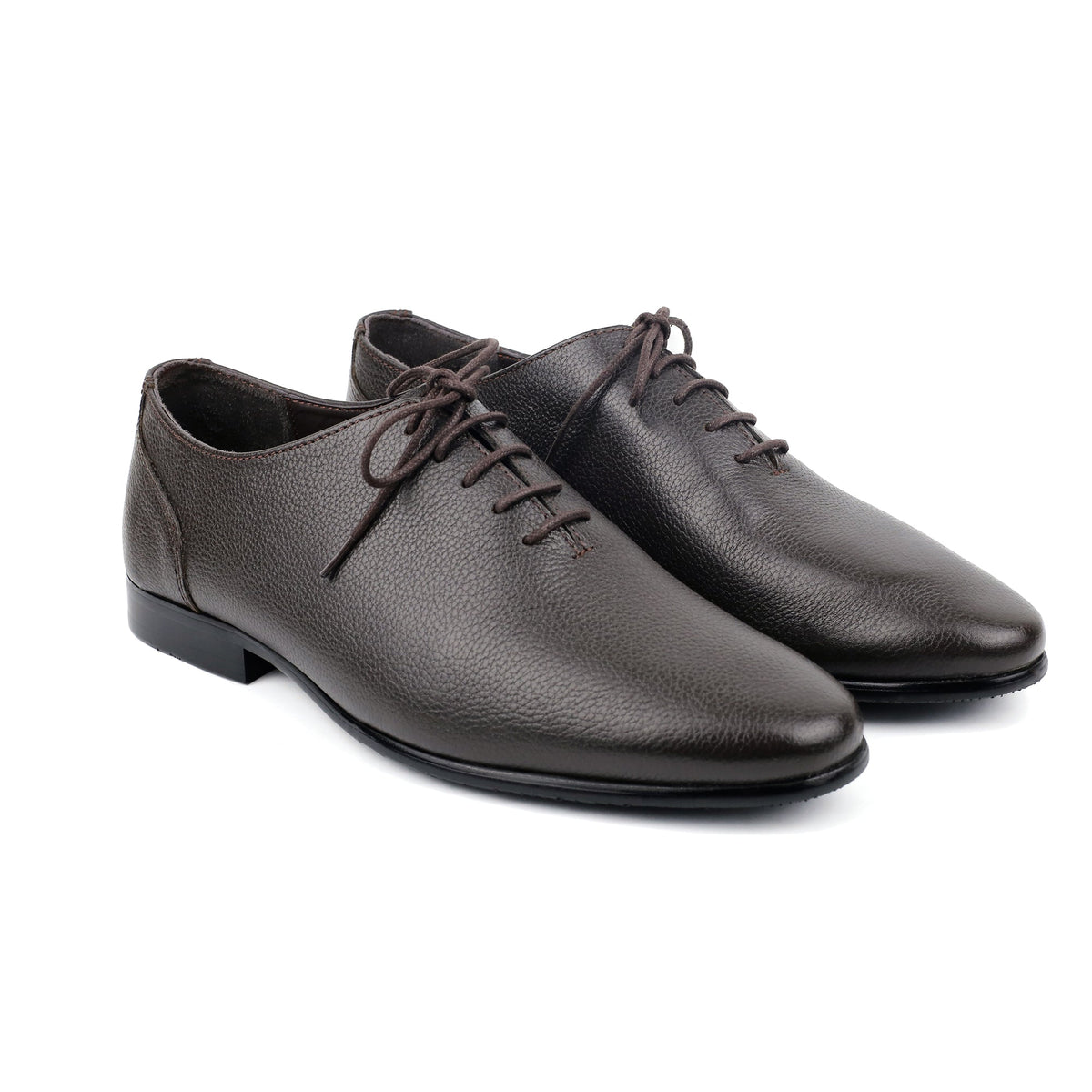 COFEE MILLED LEATHER LACE UP SHOES - Hi-Street