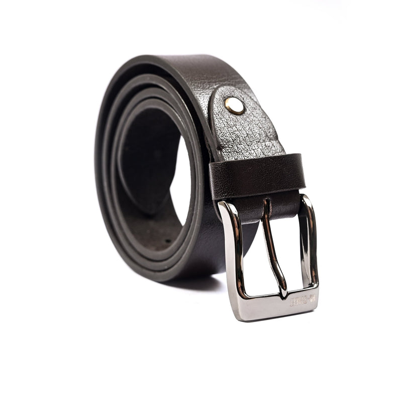 COFFEE ANILINE LEATHER BELT - Hi-Street