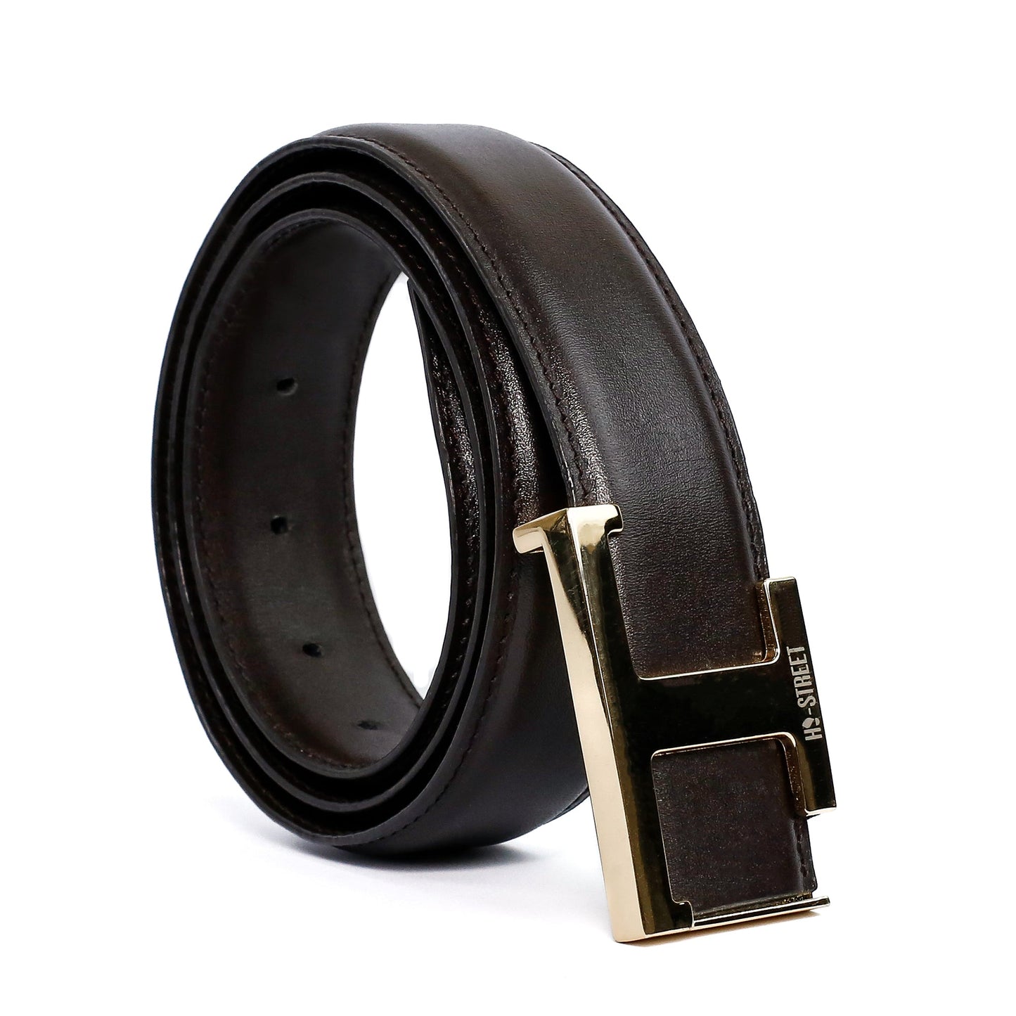 COFFEE LEATHER BELT - Hi-Street