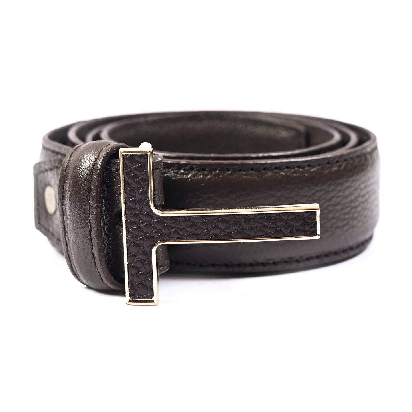 COFFEE MILLED LEATHER BELT - Hi-Street