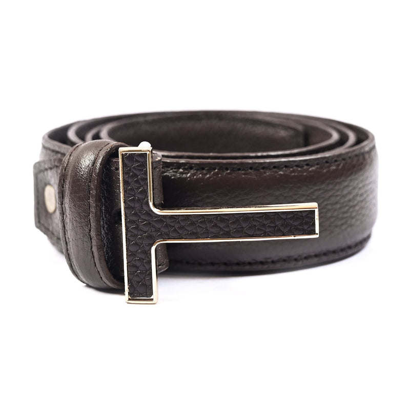 COFFEE MILLED LEATHER BELT - Hi-Street