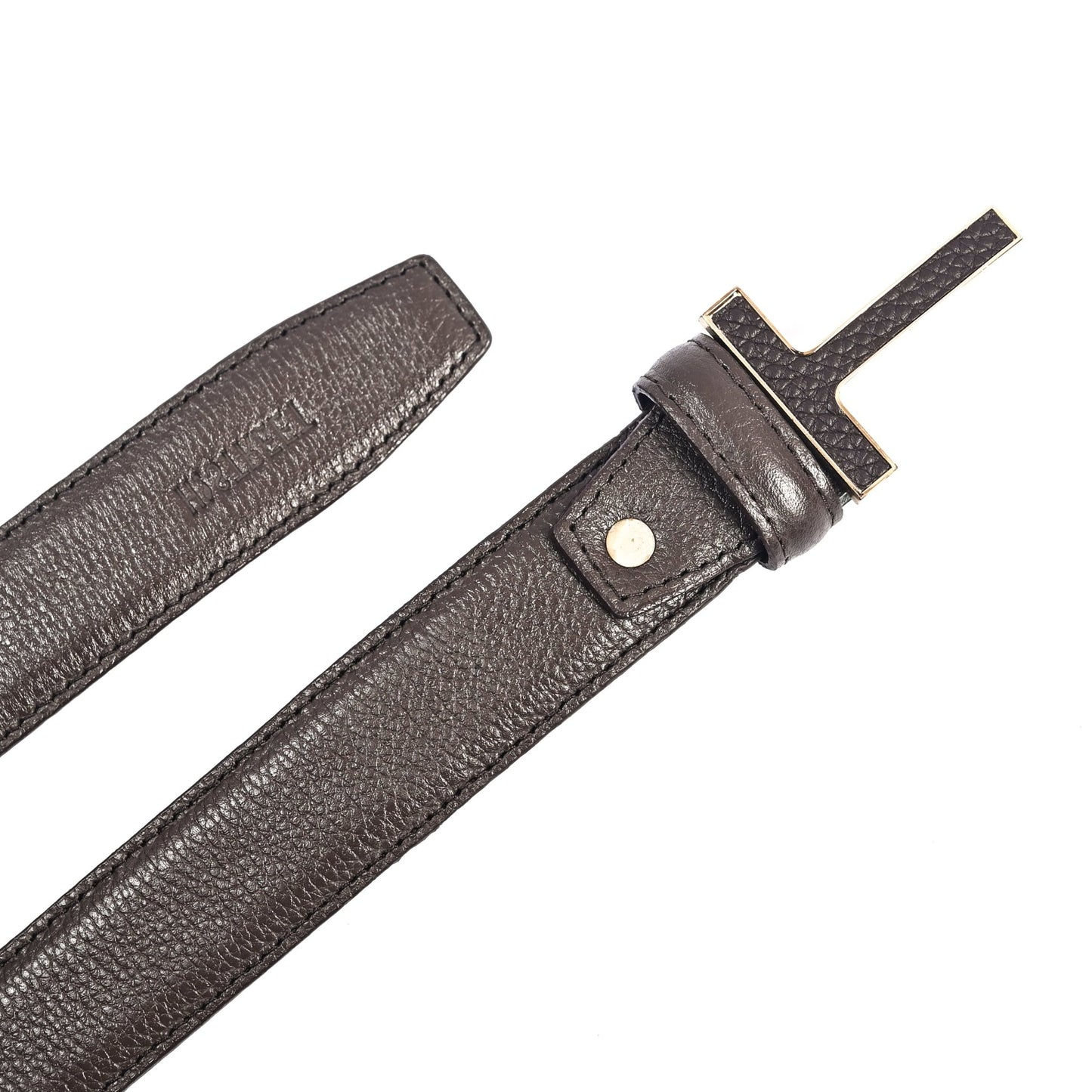 COFFEE MILLED LEATHER BELT - Hi-Street