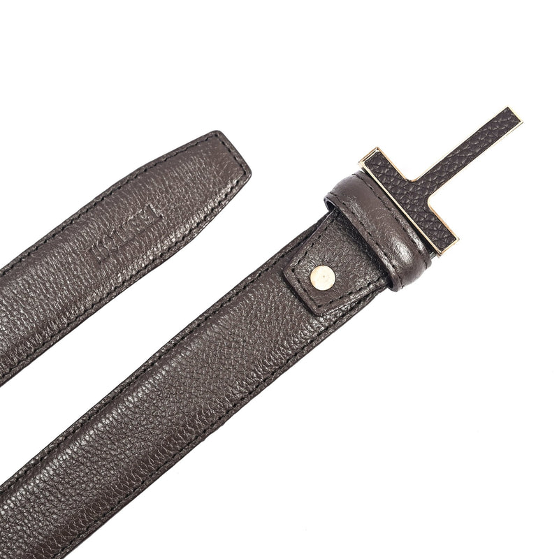 COFFEE MILLED LEATHER BELT - Hi-Street