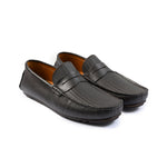 COFFEE TEXTURED LEATHER MOCCASIN - Hi-Street