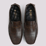 COFFEE TEXTURED LEATHER MOCCASIN - Hi-Street