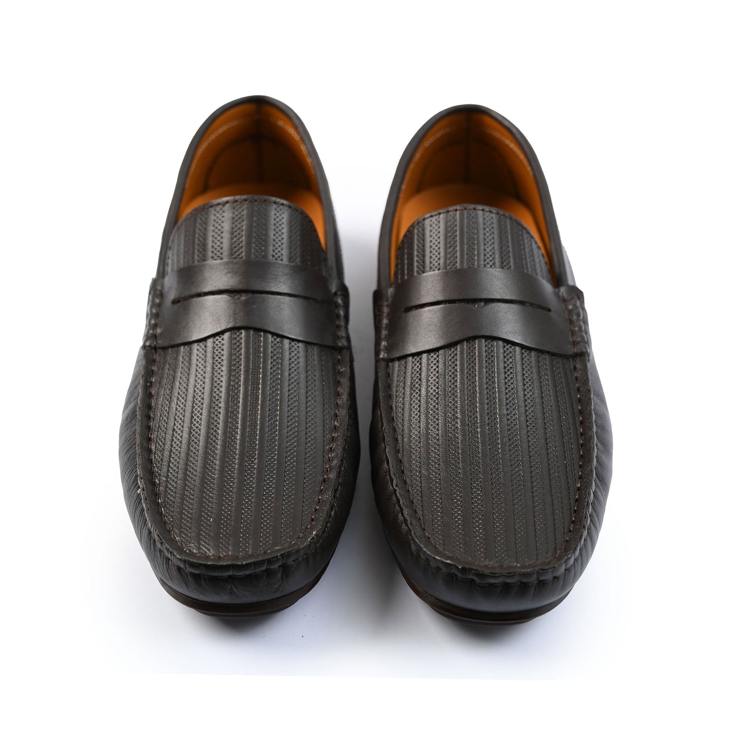 COFFEE TEXTURED LEATHER MOCCASIN - Hi-Street