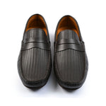 COFFEE TEXTURED LEATHER MOCCASIN - Hi-Street