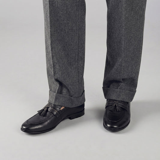 CONTRAST TASSEL LEATHER SHOES - Hi-Street
