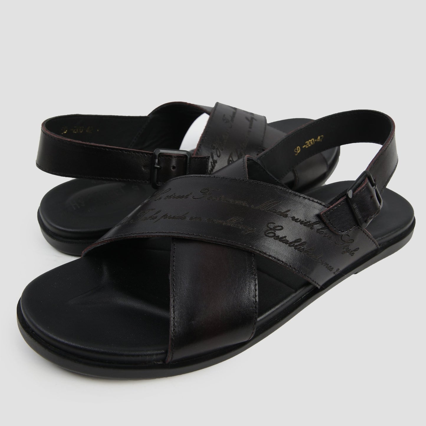 CROSS STRIPE LEATHER SANDAL - Hi-Street