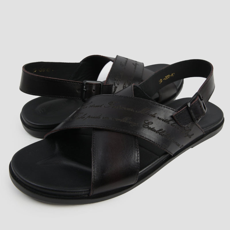 CROSS STRIPE LEATHER SANDAL - Hi-Street