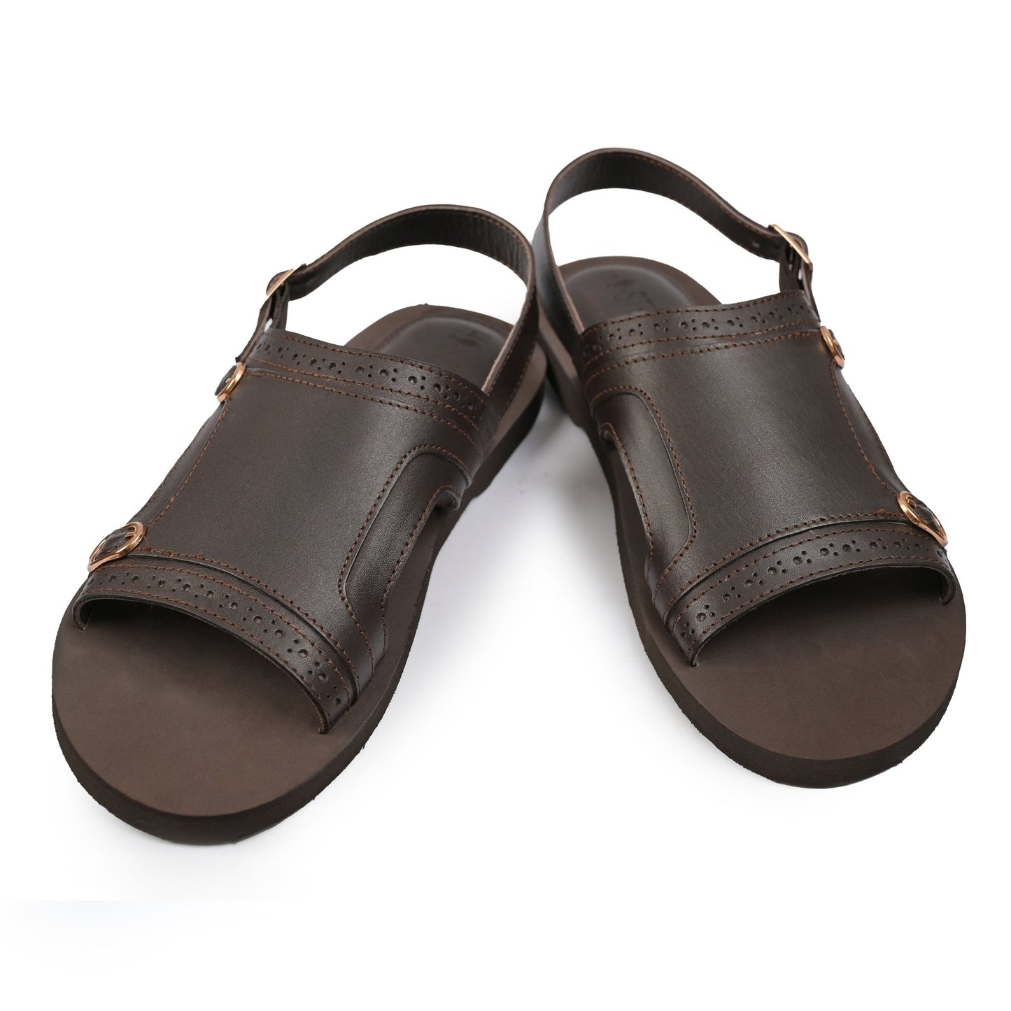 DOUBLE BUCKLE LEATHER SANDAL - Hi-Street