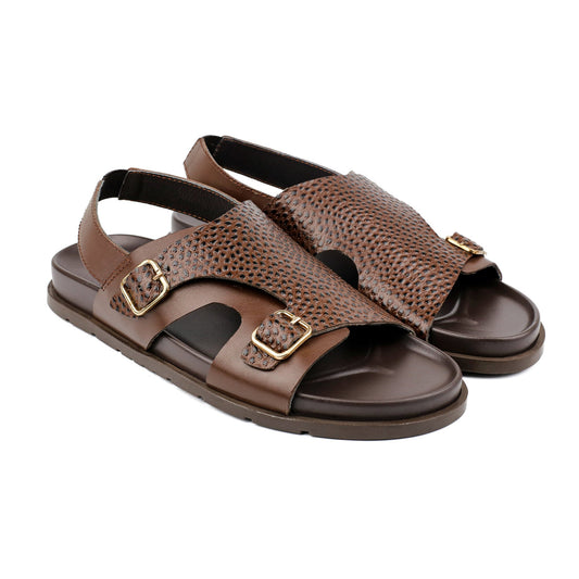 DOUBLE BUCKLE LEATHER SANDAL - Hi-Street