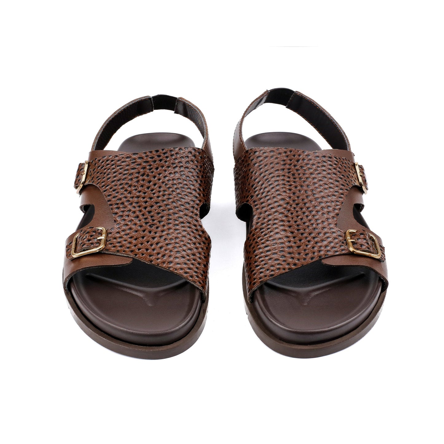 DOUBLE BUCKLE LEATHER SANDAL - Hi-Street