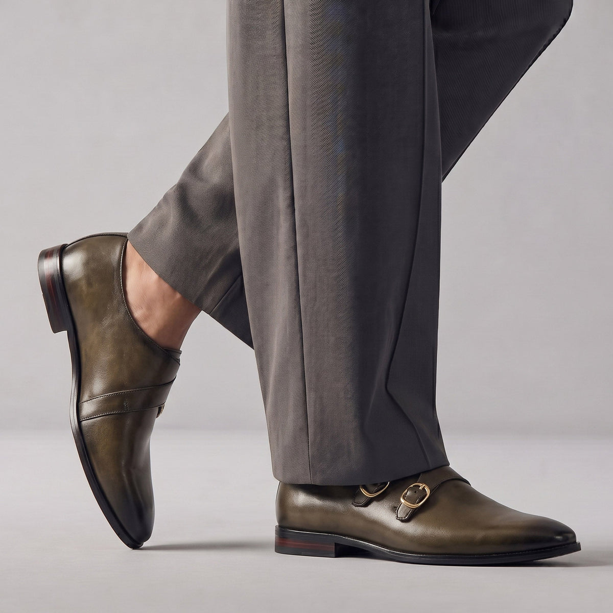 DOUBLE BUCKLE LEATHER SHOES - Hi-Street