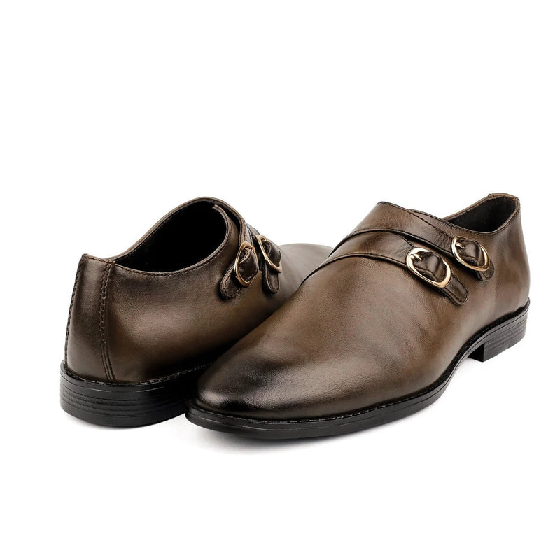 DOUBLE BUCKLE LEATHER SHOES - Hi-Street