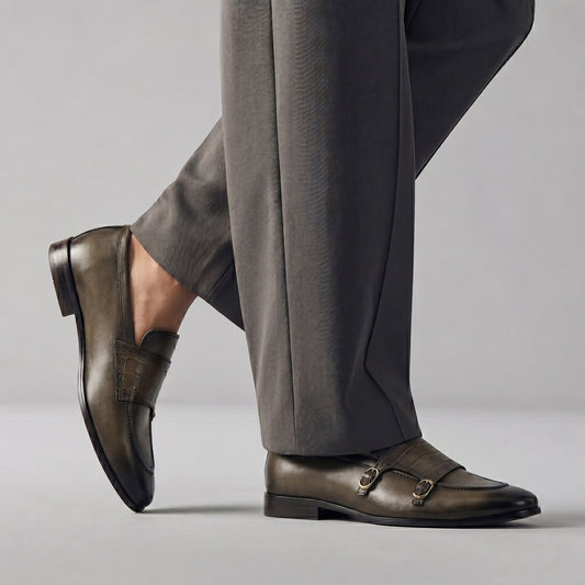 DOUBLE BUCKLE LEATHER SHOES - Hi-Street