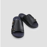 DOUBLE BUCKLE LEATHER SLIPPER - Hi-Street