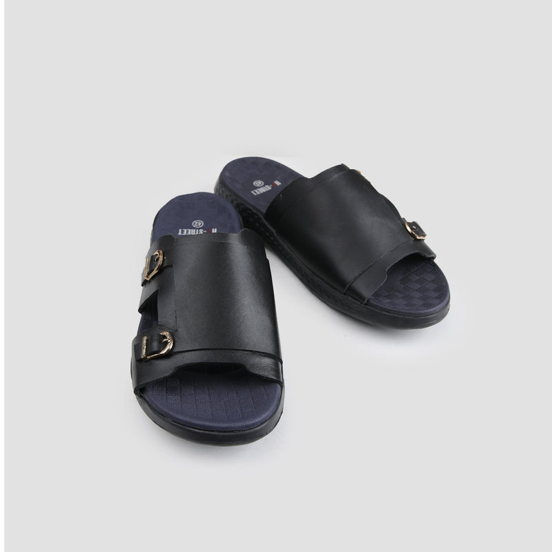 DOUBLE BUCKLE LEATHER SLIPPER - Hi-Street
