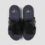 DOUBLE BUCKLE LEATHER SLIPPER - Hi-Street