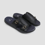 DOUBLE BUCKLE LEATHER SLIPPER - Hi-Street