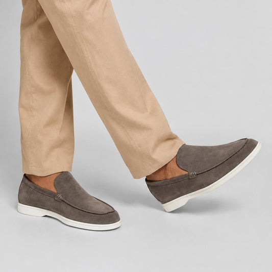 GREY SUEDE LEATHER LOAFERS - Hi-Street